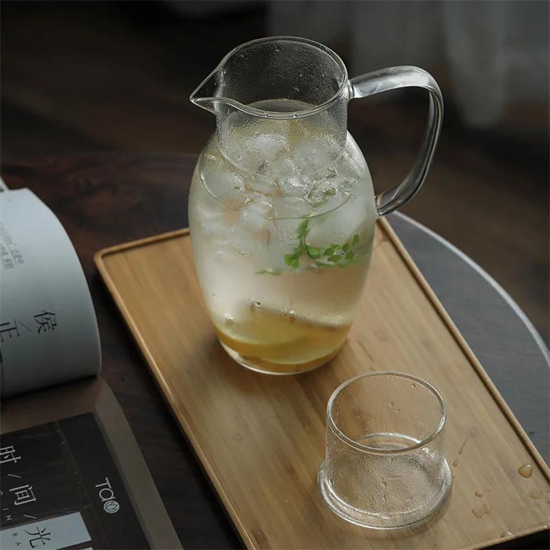 Japanese Hammer Pattern Drinking Cup Large-capacity Glass Cold Kettle Lemon Water Bottle Heat-resistant Glass Juice Drink Jug