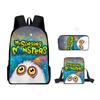 My Singing Monsters Backpack Set 3-in-1 Cartoon School Bag for Kids Boys Girls with Pencil Case and Crossbody Bag