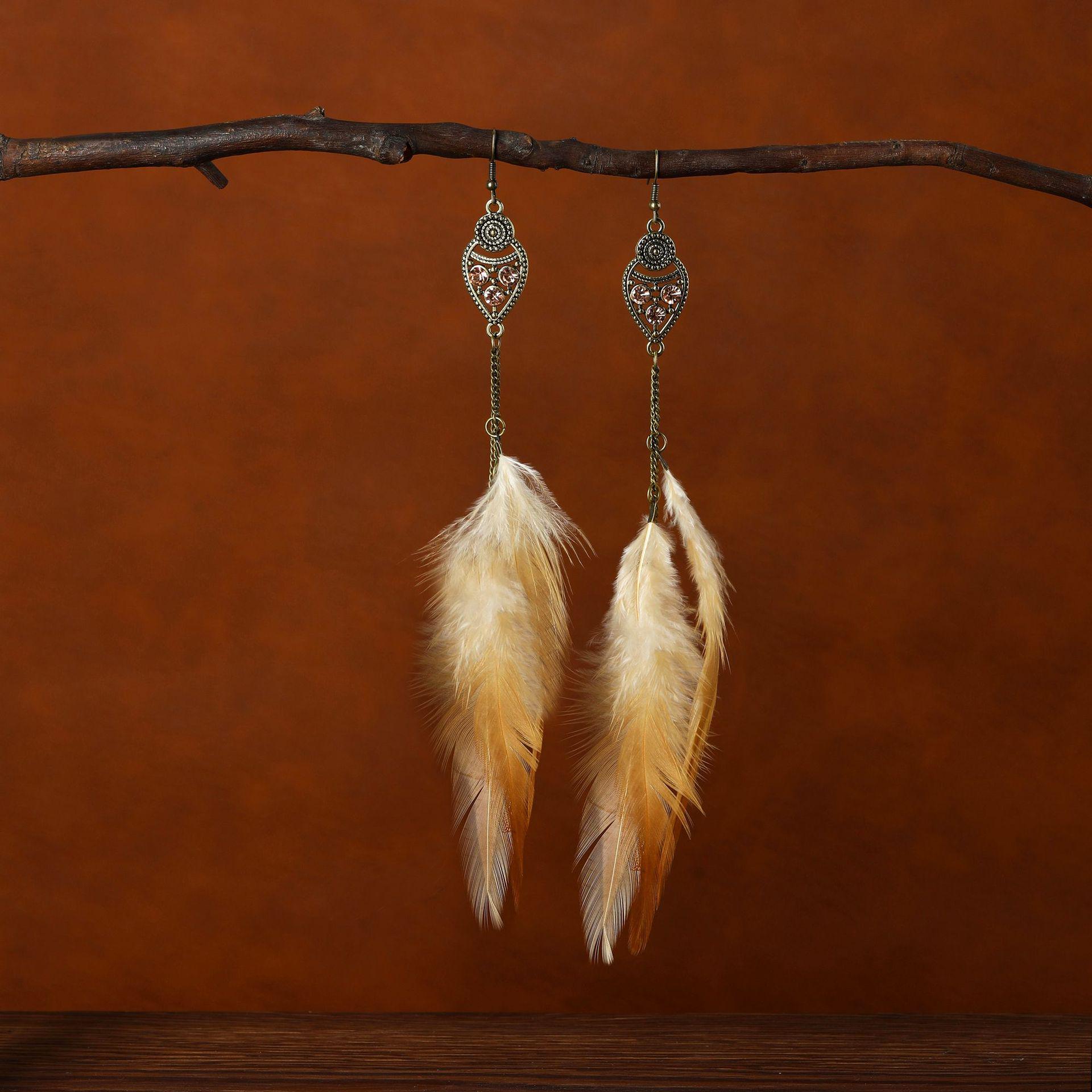 

Серьги-перья с кисточками в стиле бохо ручной работы – дорожные аксессуары в этническом стиле для женщин естественный