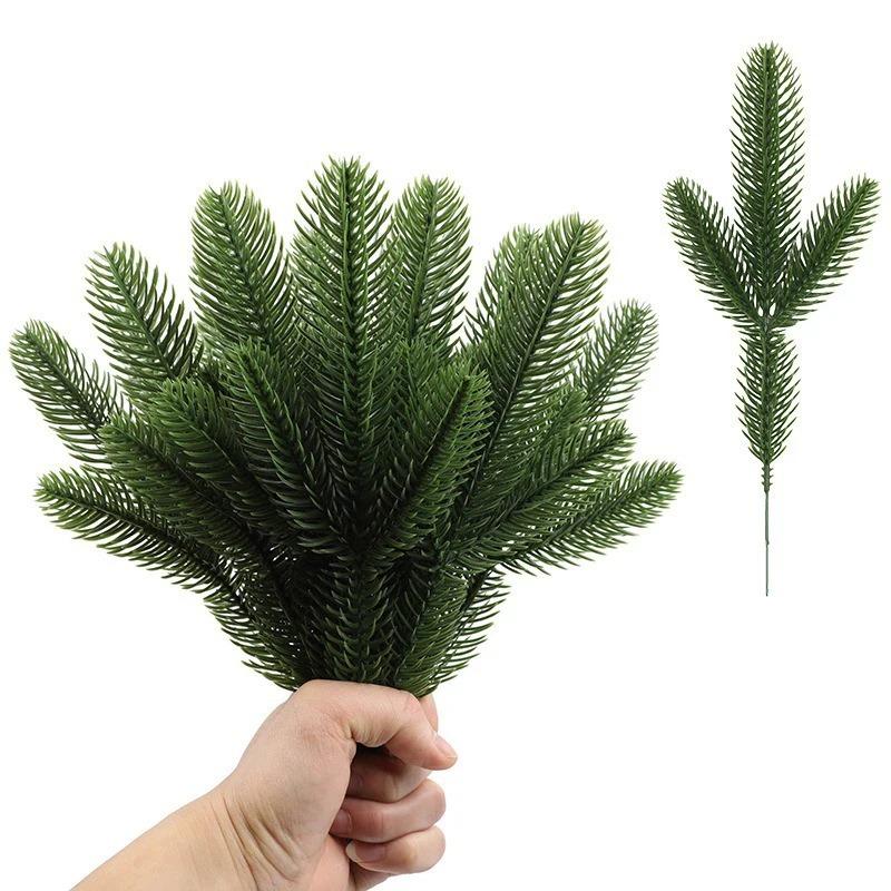 

10Pcs Christmas Cedar Needle Artificial Green Plant Christmas Tree Decoration Home Garden Party Decor Fake Plant New Year Gifts 10Pcs