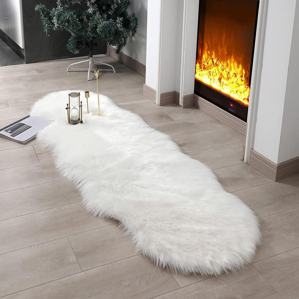 

Плюшевые ковры из искусственной шерсти для гостиной, пушистый ворсистый ковер для спальни, ковер для гостиной, спальни, игровой комнаты, спальни, декор комнаты 60*180cm белый