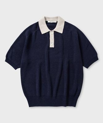 NONBLANK Raglan Half Sleeve Collar Knit_Navy