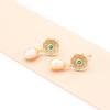 S925 Silver Needle Chinese Retro Lotus Leaf Gold Edge Freshwater Pearl Pendant Flower Stud Earrings Women's Fashion Temperament Earrings