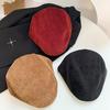 Korean Progressive Hat for Women In Autumn and Winter with Round Face Beret Big Head Circumference Small Newsboy Hat  Reverse Peaked Hat