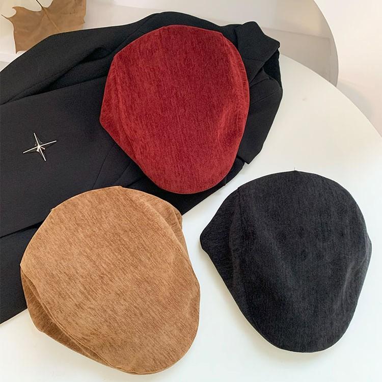 Korean Progressive Hat for Women In Autumn and Winter with Round Face Beret Big Head Circumference Small Newsboy Hat  Reverse Peaked Hat