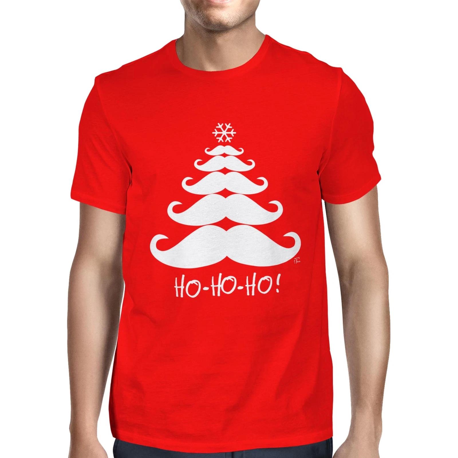 1Tee Mens Moustache Christmas Tree Ho Ho Ho T-Shirt XXL