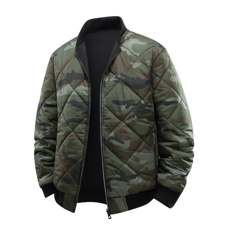 Winter Outdoor Double-sided Baseball Jacket, Men's Camouflage Cotton Jacket, Warm Jacket, Cotton Jacket, Autumn Casual Versatile Cotton Jacket