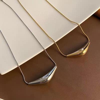 2026 New Triangle Arc Pendant Necklaces Women Snake Chain Geometric Necklaces Minimalist Cool Style Trendy Party Jewelry Gifts