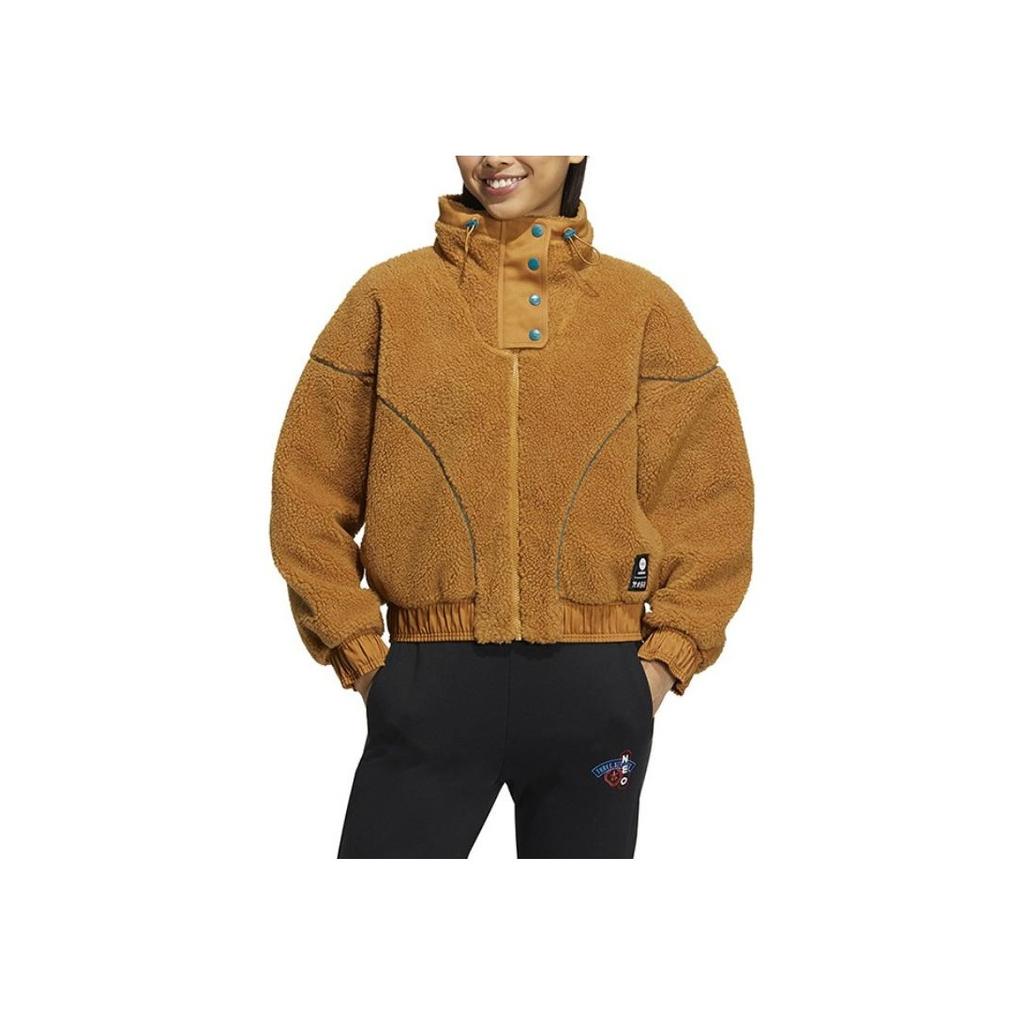 Adidas Neo Solid Color Lambswool Stand Collar Jacket Women Jacket Ginger-Yellow HZ2421