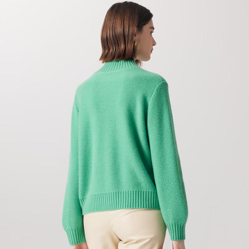 Paluo Women's Thickened 100% Cashmere High-Neck Jacquard Sweater