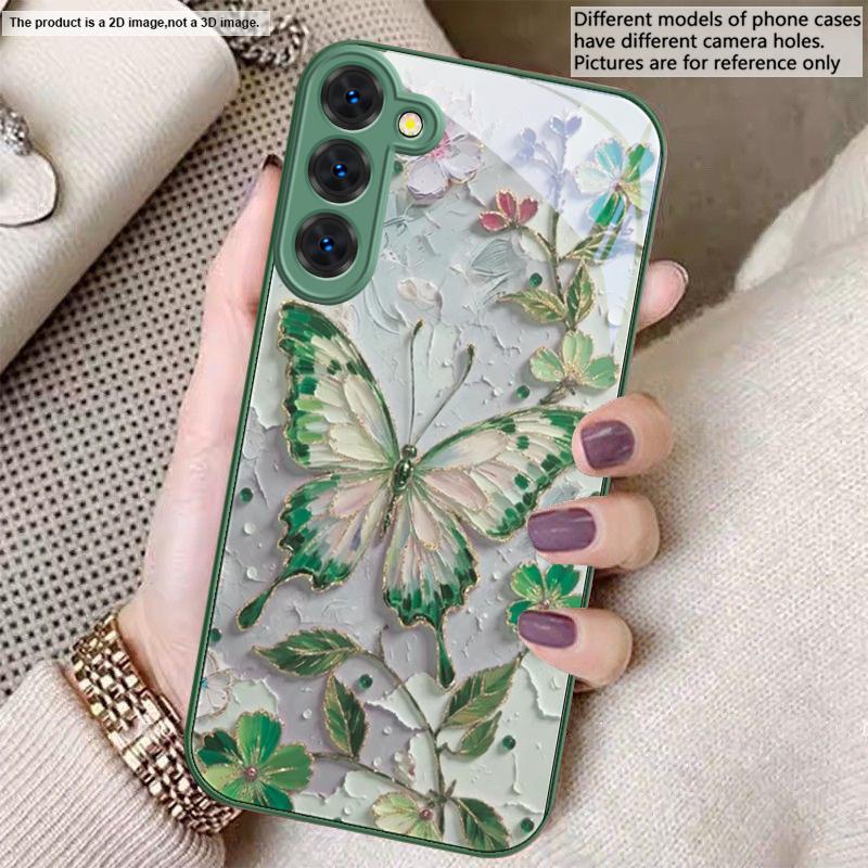 Elegant Pink Butterfly For Samsung S26 S22 S8 S9 S10 S20 Ultra S21 Pro S22 Plus S23 FE S24Ultra S25 Edge S24+ Glass Phone Case
