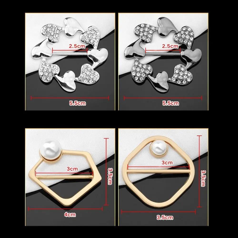 New Metal Knotted Buckle Ring T-shirt Pearl Knotted Button Clothing Accessories Removable Shawl Ring Clip Women