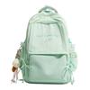 Schoolbag Macaron Fresh Mint Green Letter Embroidered Backpack Middle School Girls Class Travel Lightweight Versatile Backpack
