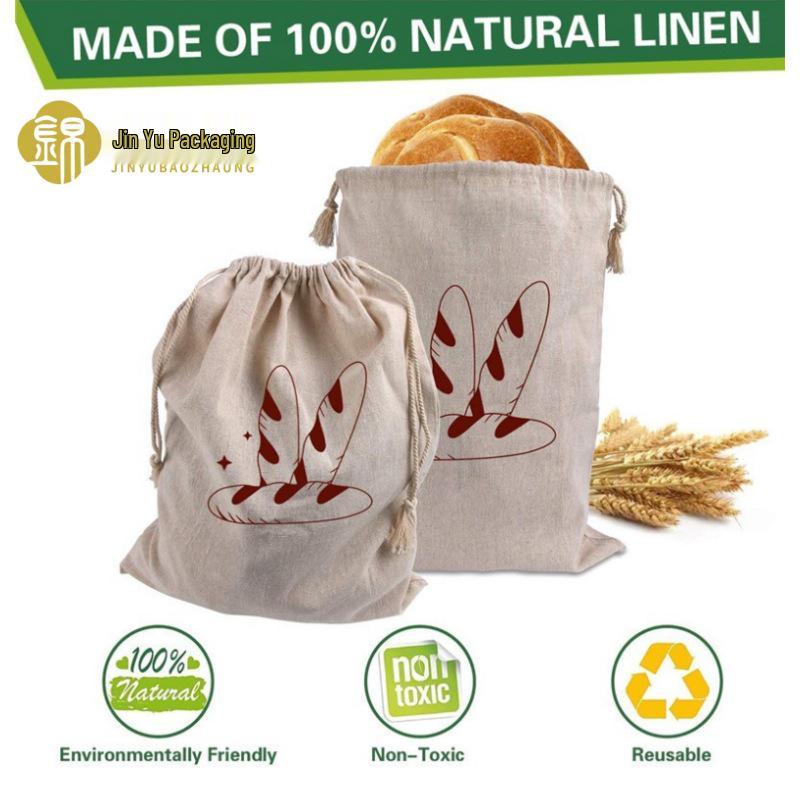 

Reusable Linen Drawstring Bread Bag for French Baguettes - Hot-Selling 30x40cm Natural