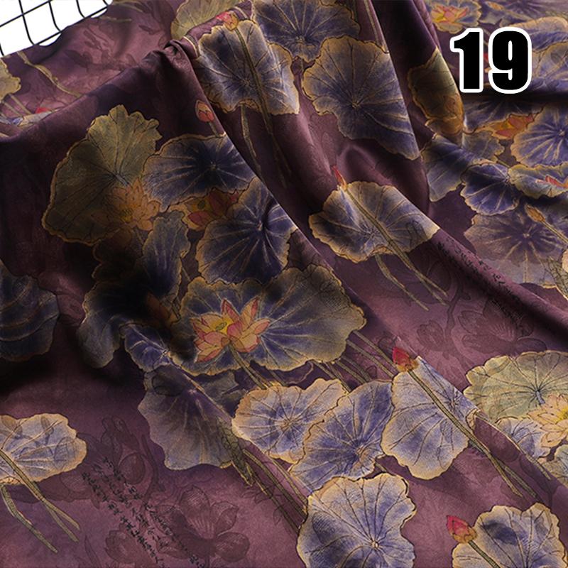 50x150cm High-end Silk-like Fabric Skin-friendly Soft Chinese Style Printed Cheongsam Summer Clothing Hanfu Dress Sewing Fabric