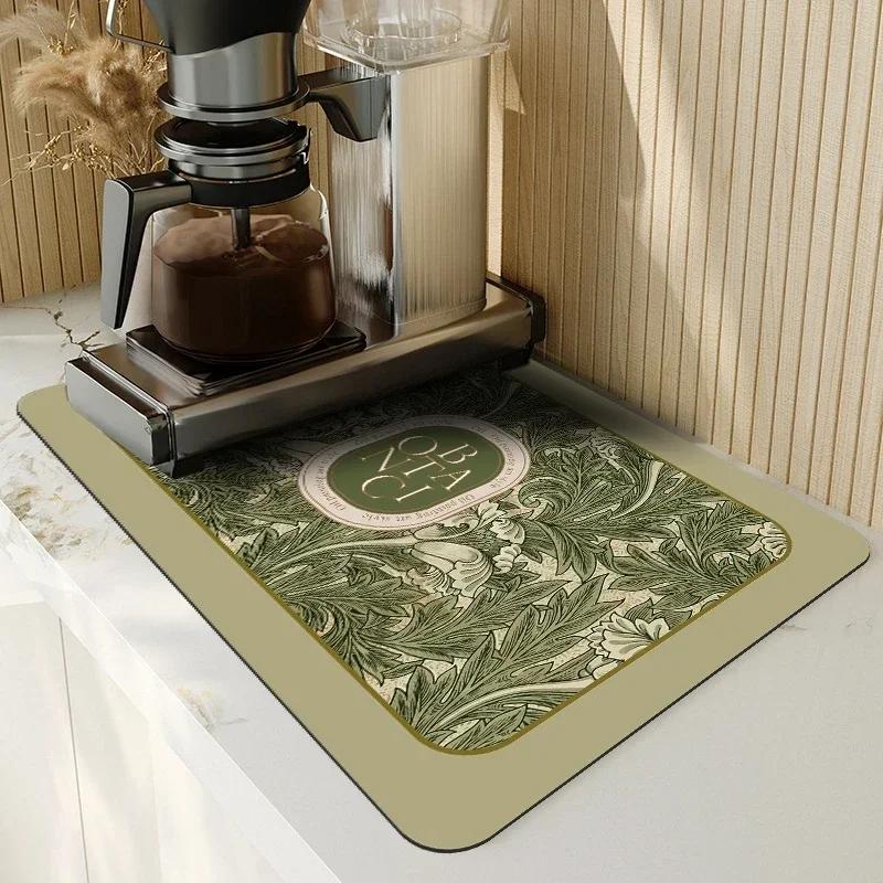 Anti-Slip Dish Drying Mat Super Absorbent Dish Drainer Rack Mats for Kitchen Counter Coffee Bar Mat Accessories for Countertop