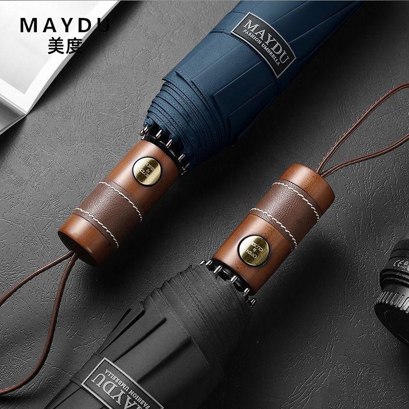 Mido 10 Bone Men's Business Umbrella Fully Automatic Folding Sunny Umbrella Dual Use Plus Three Fold Double Windproof Umbrella