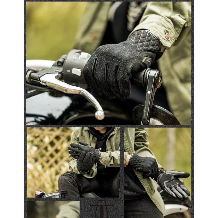 Vintage Motocyklové Rukavice Pravá Kůže Větruodolné & Nárazuvzdorné Podzimní Zimní Unisex pro Jezdce Prodyšné Odolné Luvas