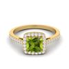 1.05 Ctw Cushion Peridot 925 Sterling Silver Gold Vermeil Solitaire Halo Women Engagement Ring
