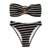 2Pcs/Set Summer Bikini Set Backless Bathing Soft Striped Print Women Swimwear Water