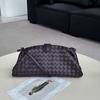Womens Genuine Leather Cloud Shell Bag Large Capacity Woven Shoulder Clutch Evening