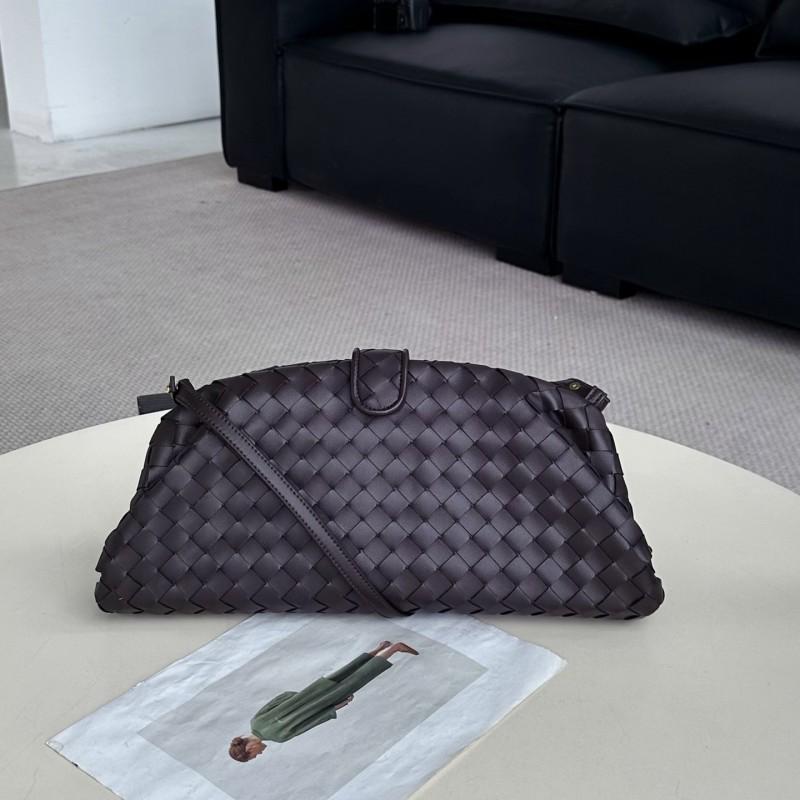 Womens Genuine Leather Cloud Shell Bag Large Capacity Woven Shoulder Clutch Evening