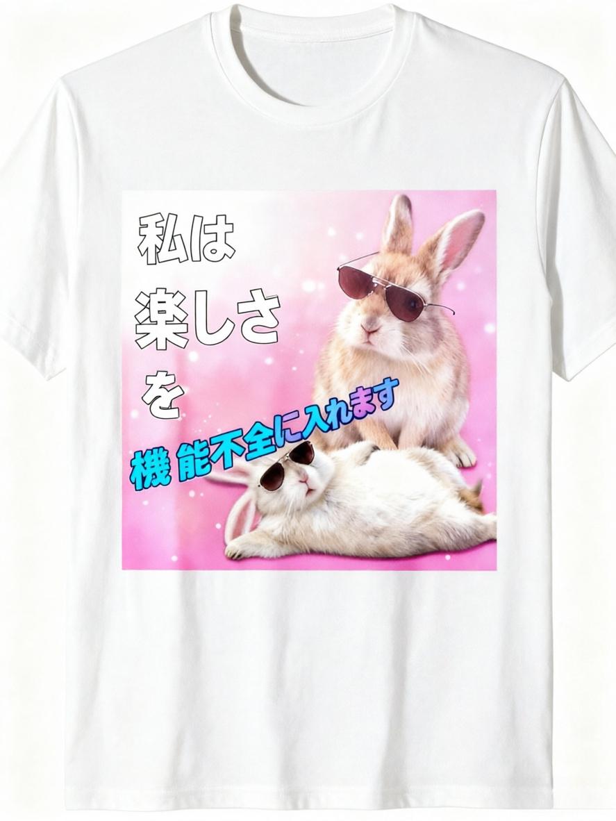 

Funny Rabbit Sunglasses Meme TShirt Japanese I Put Happiness in My Incompetence Quote Tee Unisex Women Cotton Tshirt S