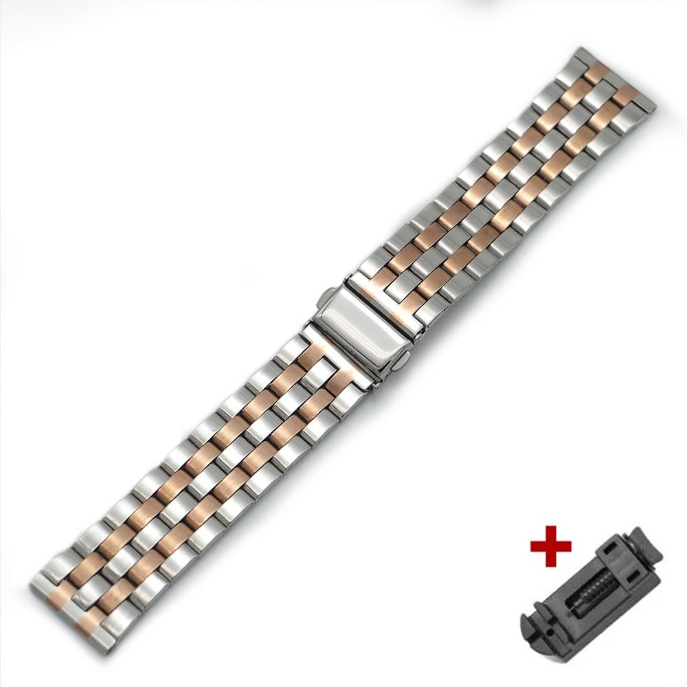 Stainless Steel Watchband Metal Watch Band Premium Solid Polished Bracelet Straps Curved End 24mm 23mm 22mm 21mm 20mm 19mm 18mm