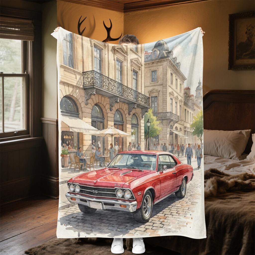 1PC Tractor Farmhouse Scene Blanket Soft Comfortable All Seasons Suitable Sofa Office Travel Festive Gift