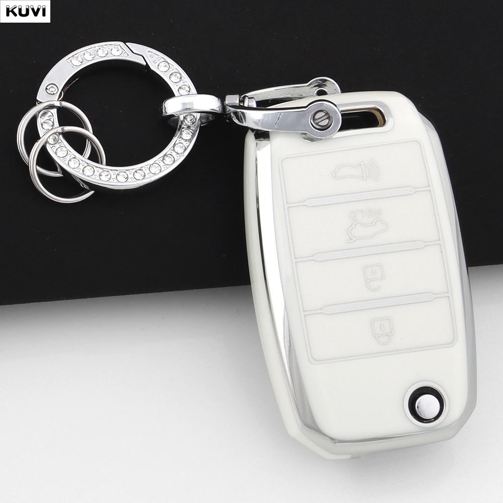 3 4 Tasten TPU Auto Klappschlüssel Hülle Abdeckung Für Kia Rio Optima Sportage Sorento Soul Ceed Cerato Forte Seltos Schutz Fob Schlüsselanhänger