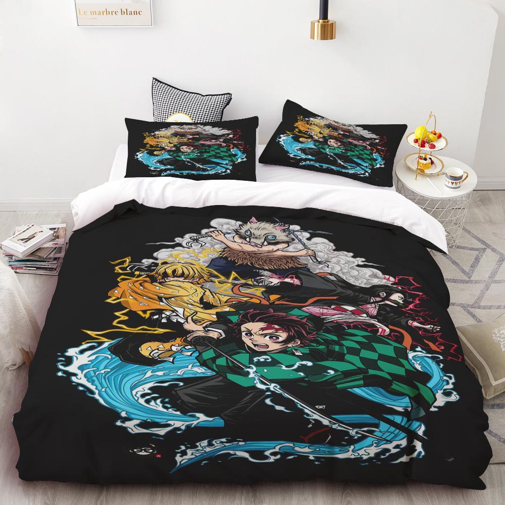Duvet Cover Anime Demon Slayer Duvet Cover Comforter Bed Linen Single Twin Full Queen Size Kids Girl Boys Gift Queen/King Soft