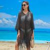 Gold & Silver Thread Pullover Beach Cover-up: Vacation Bikini Shawl