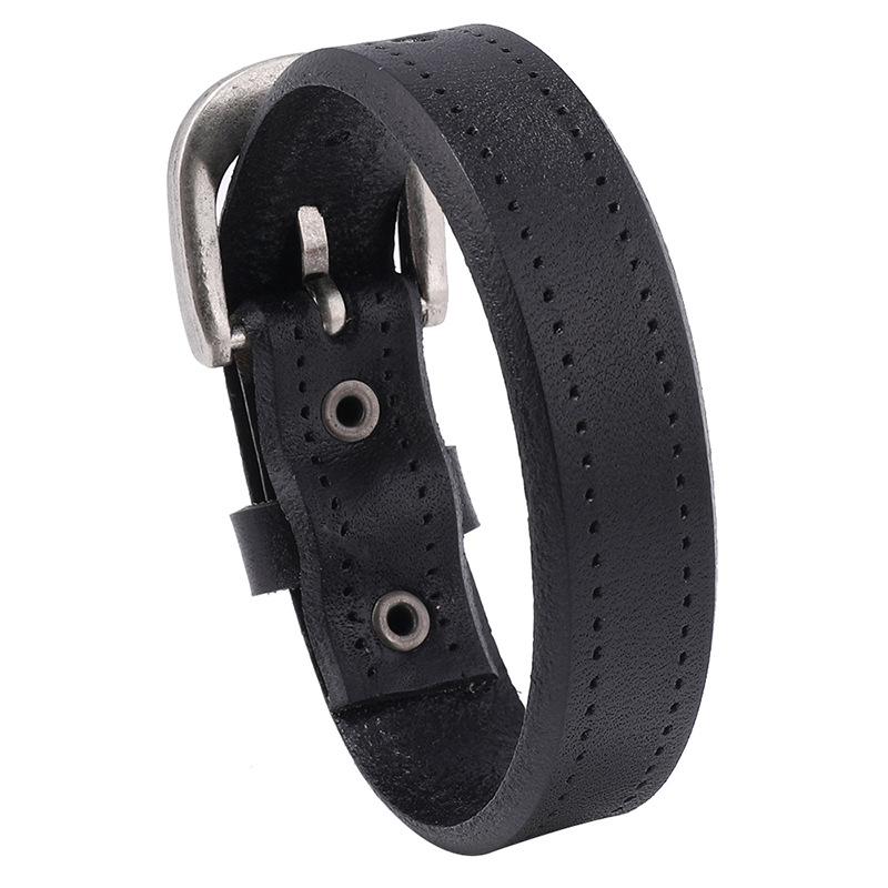 Men's Punk Rock Leather Bracelet - Smooth Retro Cowhide Design