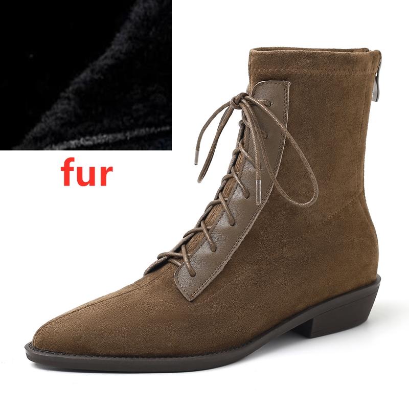 Fashion AIYUQI 2025 New Women's Short Boots Western Girls Pointed Toe Women Ankle Boots Large Size Lace-up Female Boots