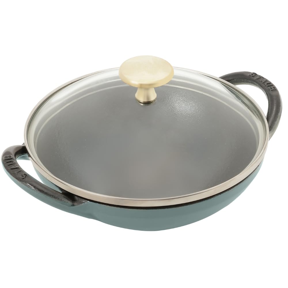 

Staub Wok Eucalyptus 16 см с маленькой ручкой, китайская литая эмалированная кастрюля, японский продукт с серийным номером Baby Wok Baby Lid [Авторизованный номер] Z1027-843