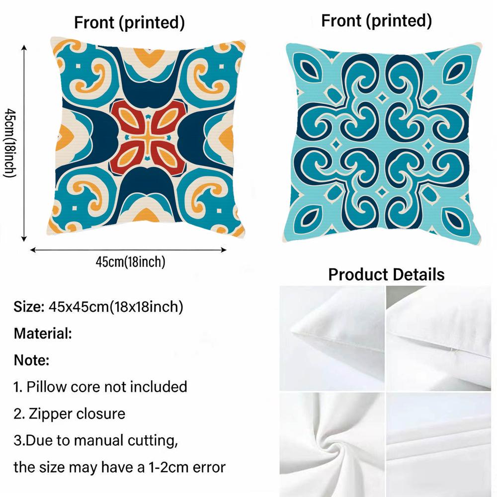 P-Portuguese Style Cushion Cover Cushion Cover Pillowcase, Anti-Mite Invisible Zipper, Linen Sofa Cushion