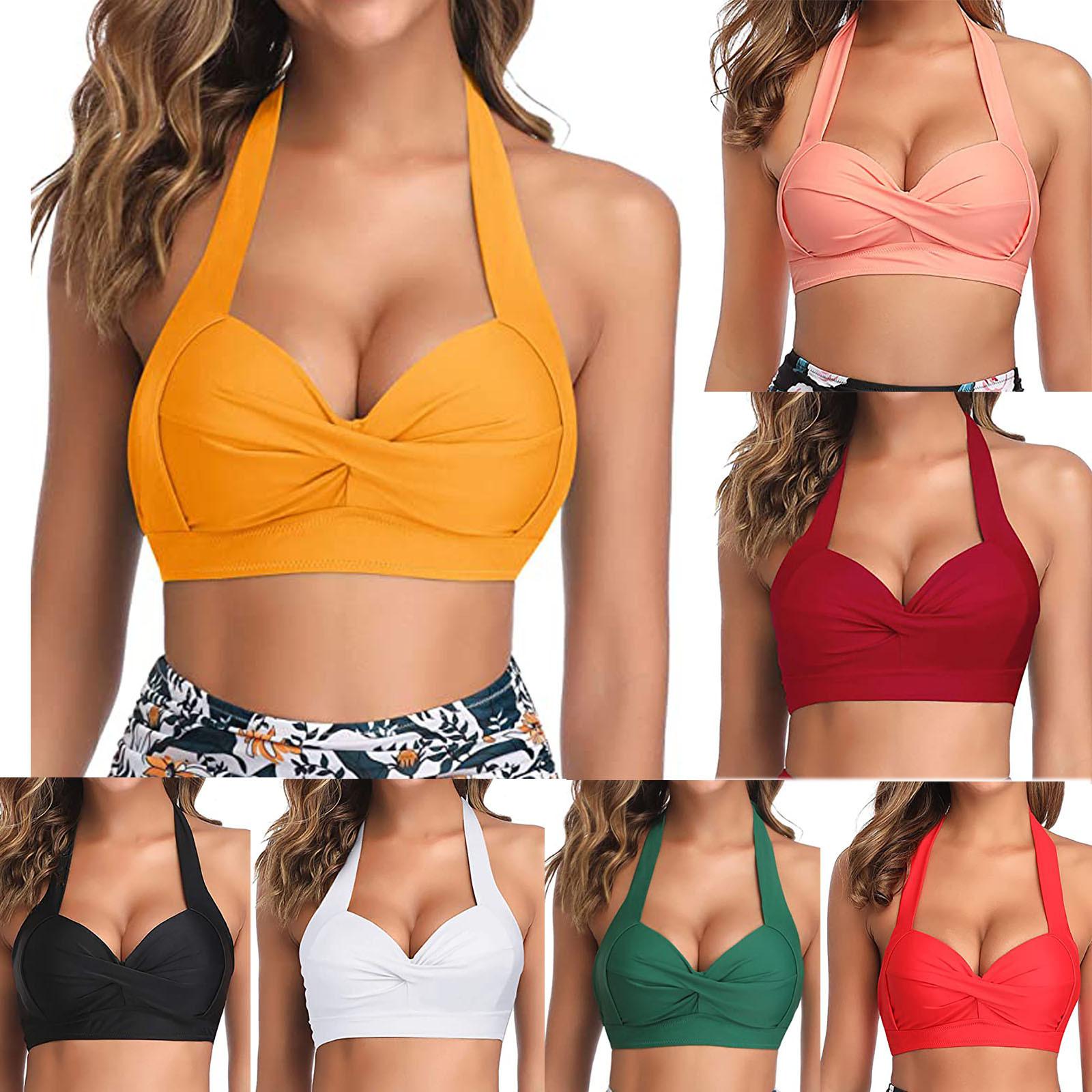 

Женская мода Сексуальный многоцветный купальник Halter Ruched Bikini Tops