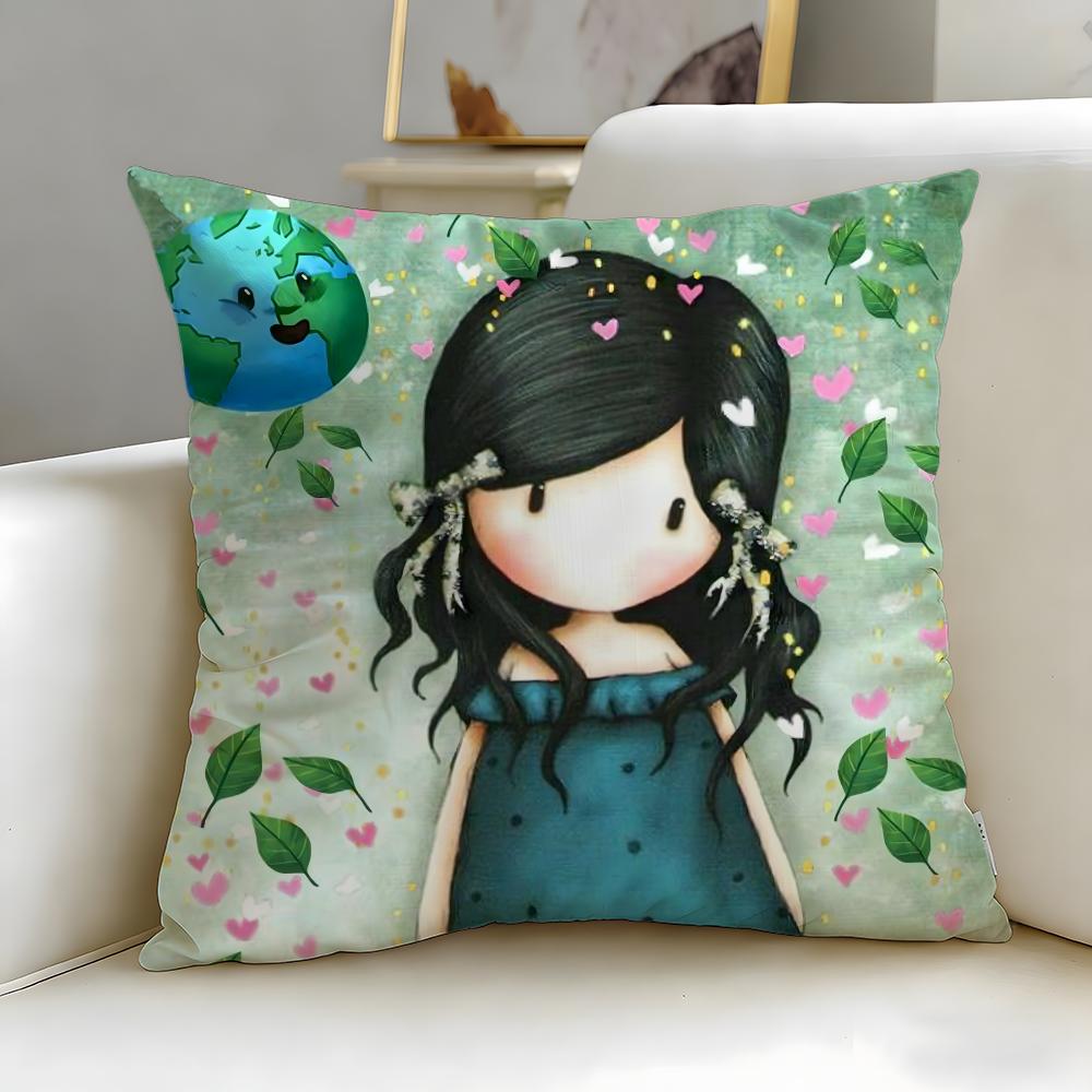 classic cartoon brand Santoro Gorjuss Cushion Cover Soft & Easy-Wash Pillow Case – Versatile for Couch, Bed, Travel and Office