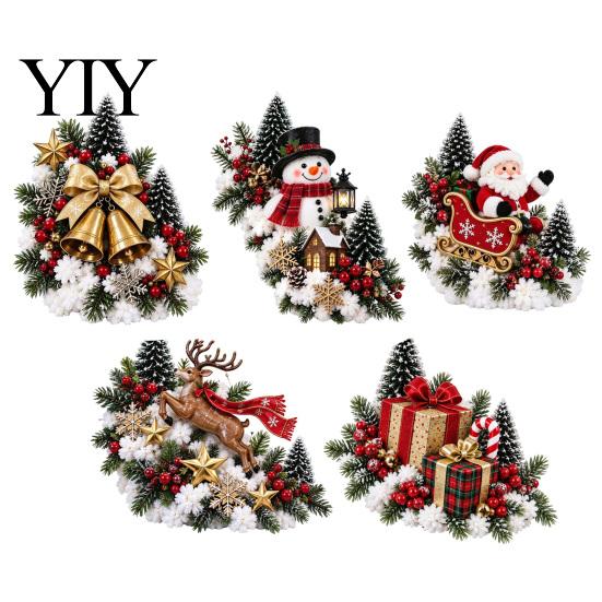 Snowy Banister Decorations Santa Sleigh Stair