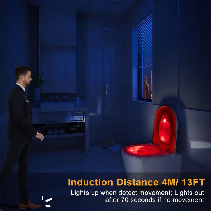 Veilleuse de Toilette LED Capteur PIR Intégré Lampe de Salle de Bain à Détection de Mouvement Économe en Énergie Avec