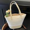 2025 Woven Straw Bag Summer New Commuter Large Capacity Striped Shoulder Fashion Beach Bag Women