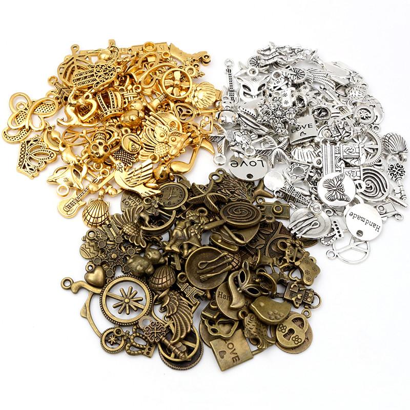 30pcs Mixed Styles Animal Heart Leaf Flower Crown Charms Pendants DIY Jewelry Findings for Necklace Bracelet Making Accessories