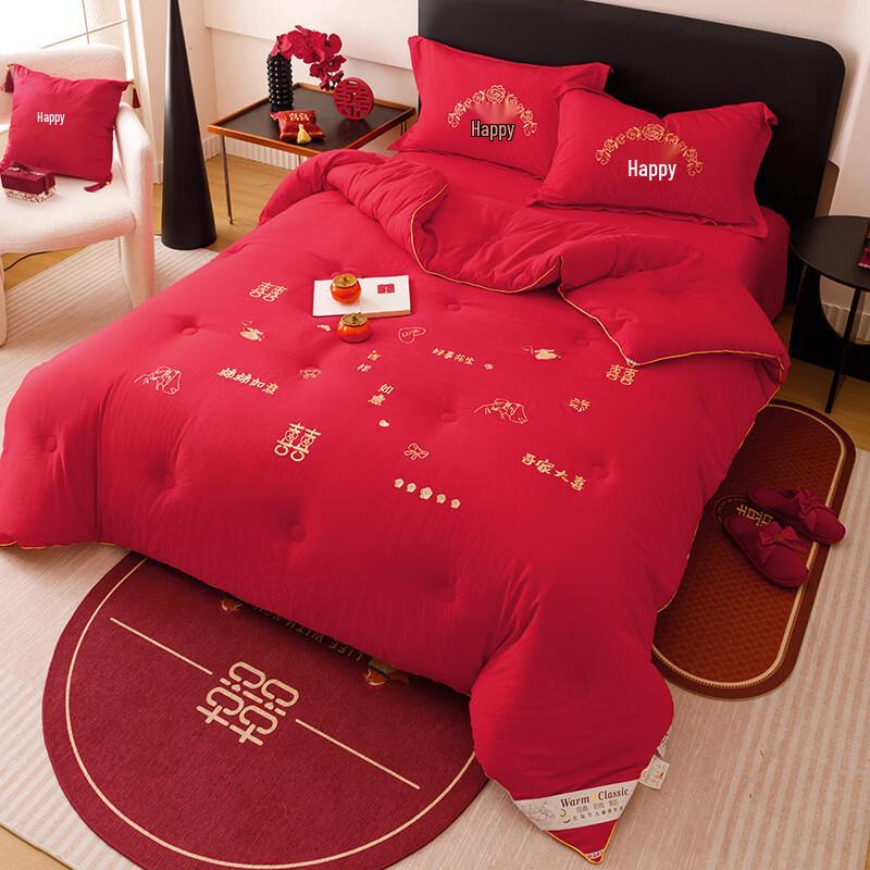 Chinese Embroidered Soy Fiber Wedding Quilt