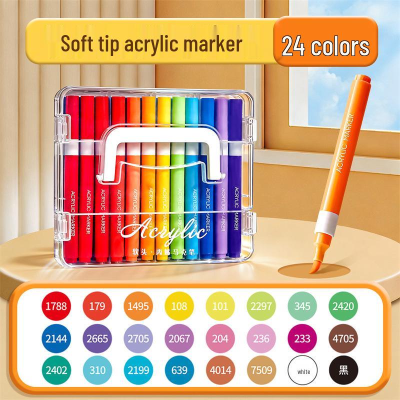 Opaque Multi-Color Acrylic Markers with Soft Tip, Waterproof for Students & Kids' Art, Kindergarten, Graffiti