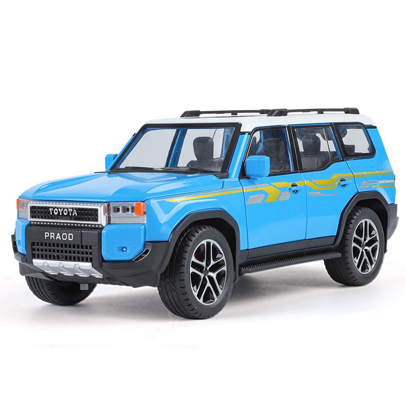 1/24 Toyota Prado LC250 Automobile Model Metal Die Cast Simulation Sound Light Seat Foldable Boys Birthday Gift Children's Toys