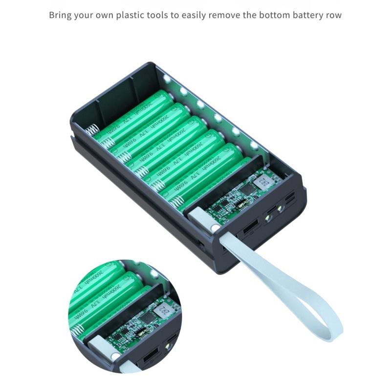 Contenitore per Batterie a 12 Scomparti Supporto Staccabile per Power Bank per Custodia Fai da Te per Guscio Porta Batterie Dual USB 18650 per Custodia
