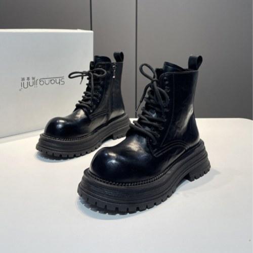 Popular brown platform Martin boots women's 2025 new British style early autumn retro Maillard heightening short boots