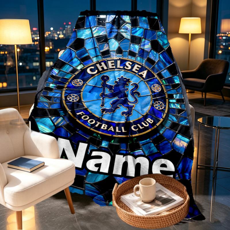 Custom Name Personalized football club F.C Print Blankets, Home Decor, Bedroom, Sofa, Camping, Couch, Gifts for Birthday Christmas