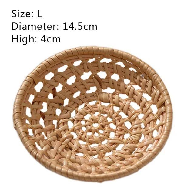1PC Fruits Vegetable Storage Basket Hand Woven Basket Picnic Basket Handmade Bread Cover Wicker Basket Kitchen Storage