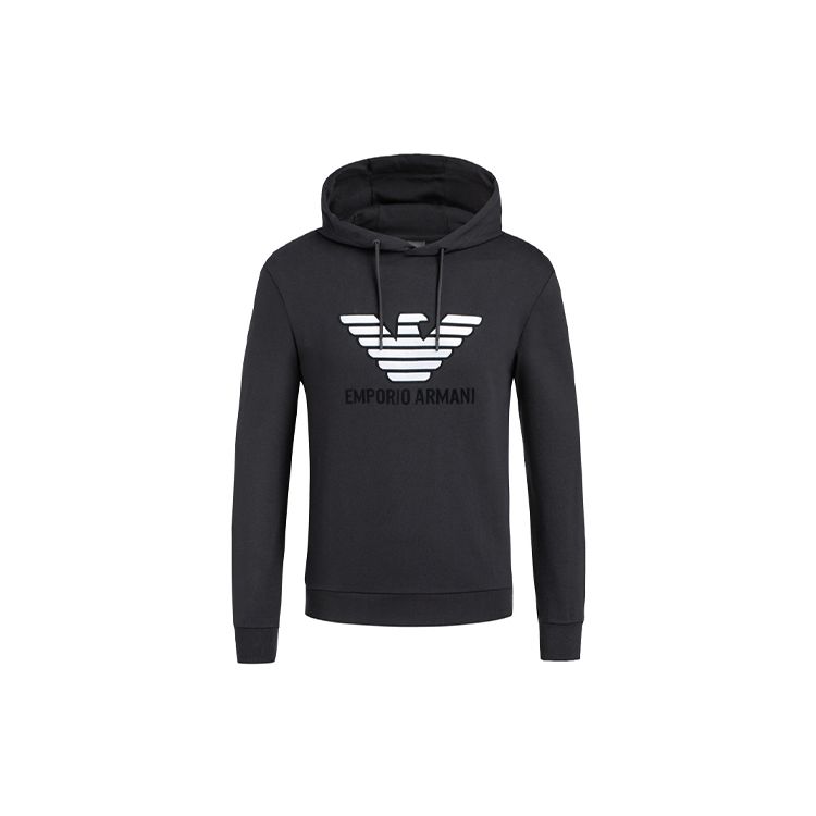 Emporio Armani Logo Embroidered Knitted Hoodie Men hoodies Black 3H1M87-1J07Z-0999 M